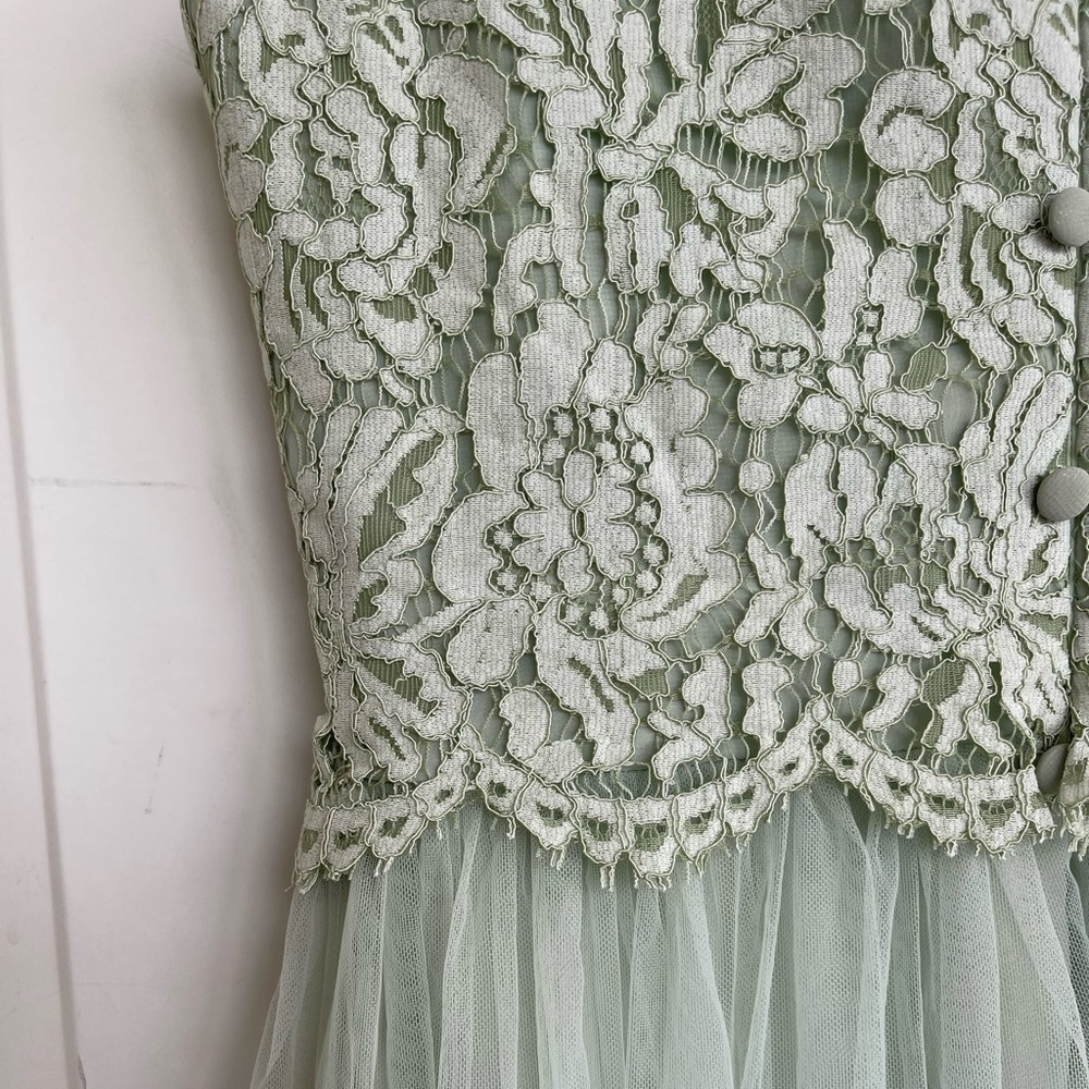 JJ’s house Sage bridesmaid tule dress thick floral lace - Picture 7 of 12